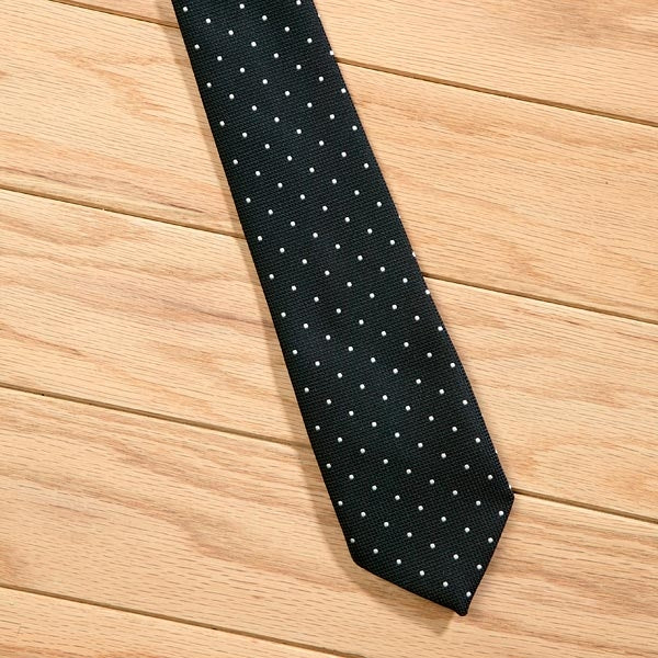 Children's spot Tie -Navy/White